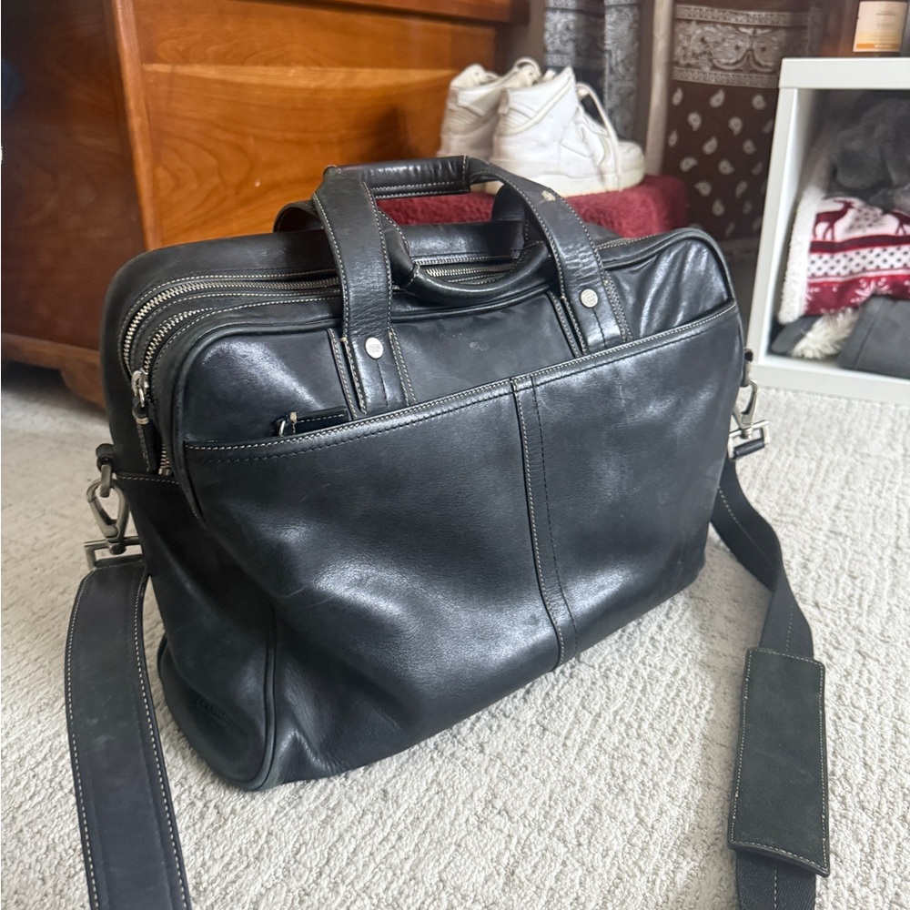 Coach Black Leather Briefcase